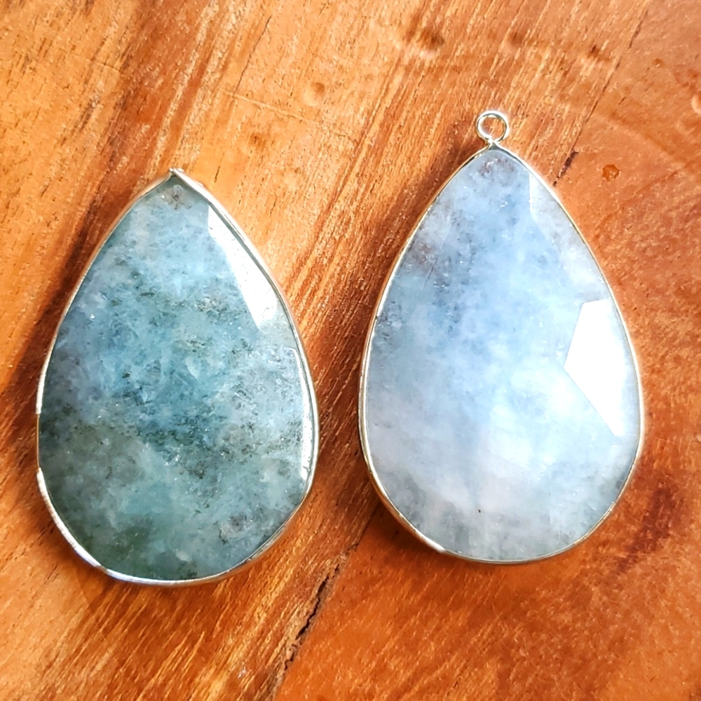 New 2pc Silver Wrapped Blue Kyanite Pendant Bundle.